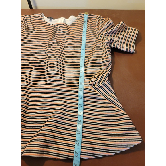 Talbots Pink Striped Stretch Short Sleeve Boho Peplum Top Women's Size Large - Picture 5 of 8